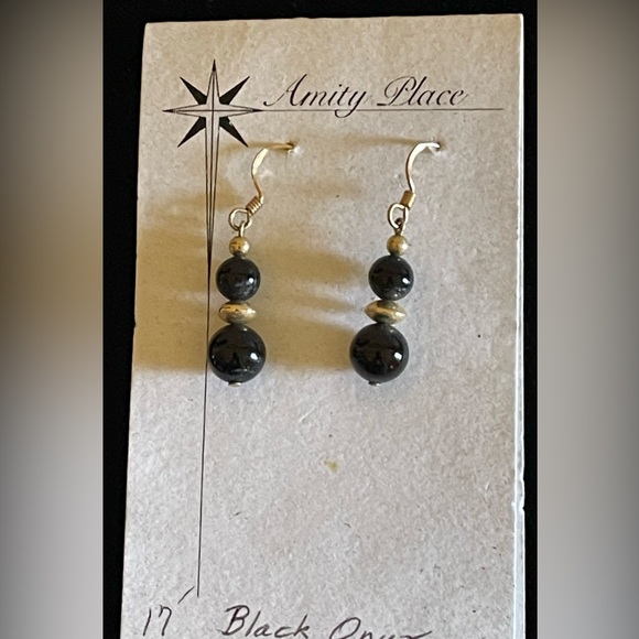 Amity Place Onyx and 14K Gold Filled Earrings - Picture 3 of 3